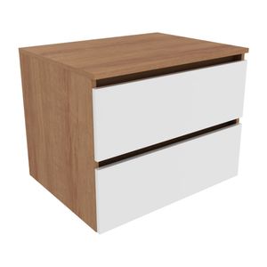 Gabinete Banheiro 2 Gavetas 60cm Suspenso Multimóveis CR10087 Amêndoa/Branco