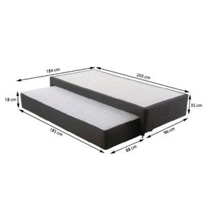 Base Cama Box Solteiro Herval Luiggi, 35x96x203 cm, Colchão Auxiliar, Grafite