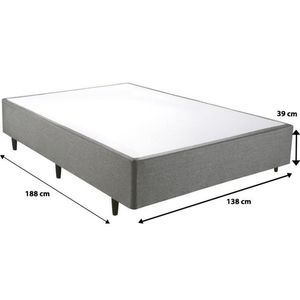 Base Cama Box Casal Herval Detroit Vanilla, 39x138x188 cm, Cinza
