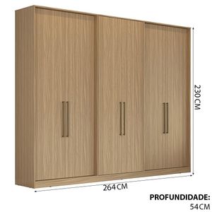 Guarda-Roupa Casal Édez Nature, 6 Portas, Cedro