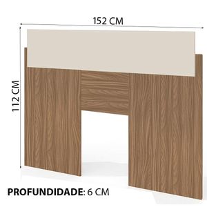 Cabeceira Casal-Queen Édez Ara, 138-158 cm, Extensível, Nogueira e Off White