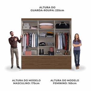 Guarda-Roupa Casal Édez Serena, 6 Portas, Nogueira