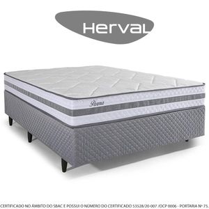 Cama Box Casal Herval Parma, 61x138x188 cm, Molas Ensacadas, Cinza