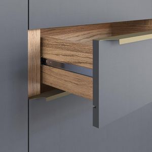 Cozinha Completa 100% MDF Modular Édez Uno, 14 Peças, Grafite e Louro Freijó