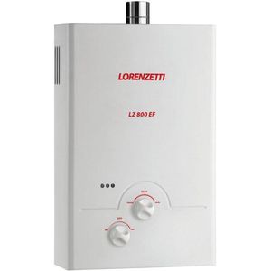 Aquecedor de Água Gás GLP Lorenzetti LZ800EF, 8 Litros, Exaustão Forçada