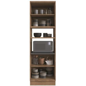 Coluna Cozinha Modular 100% MDF Édez Uno, 4 Portas e 1 Prateleira, Grafite e Louro Freijó