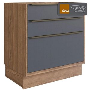 Balcão Cozinha Modular 100% MDF Édez Uno, 3 Gavetas, Grafite e Louro Freijó