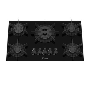 Cooktop 5 Bocas Venax Arena Preto/Preto Gas Glp