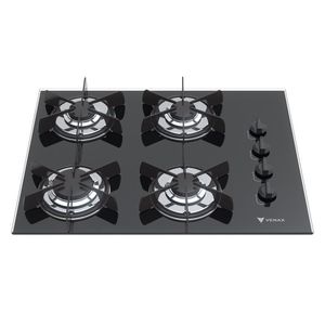 Cooktop 4 Bocas Venax Volare Preto Gas Glp