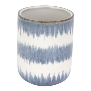 Porta Escova Cerâmica Off white e Azul - A\CASA