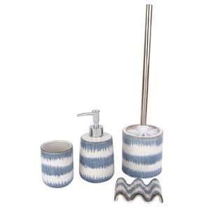 Porta Escova Cerâmica Off white e Azul - A\CASA