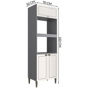 Cozinha Modulada Compacta, 3 Peças MDP, Édez Due, Branco Nevada e Grafite