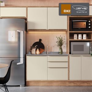 Cozinha Modulada Compacta, 4 Peças 100% MDF, Édez Uno, Off White