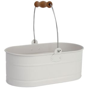 Cesto Organizador Farmhouse Aço Galvanizado Branco 21cm - A\CASA