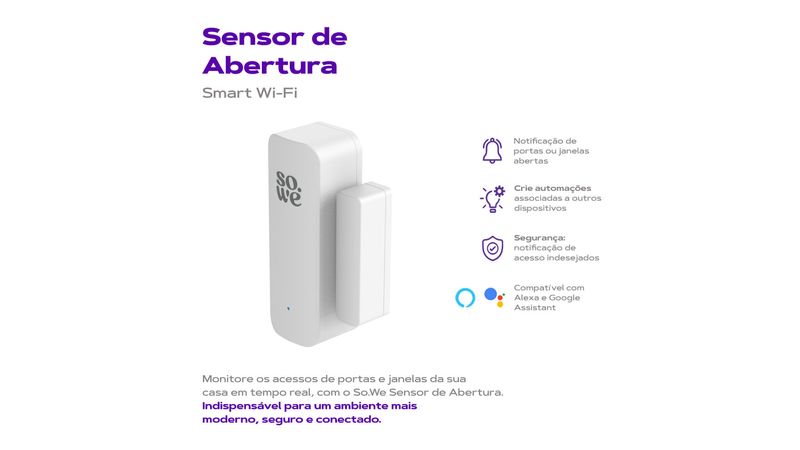 Kit 4 Sensores de aberturas Inteligentes Wi-Fi So.We - Soprano