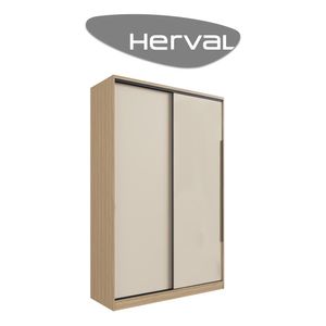 Guarda-Roupa Solteiro 2 Portas de Correr Herval Viel, Off White e Cedro