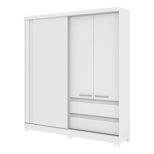 Guarda-Roupas 3 Portas e 2 Gavetas Multimóveis CR35124 Branco/Branco 3D