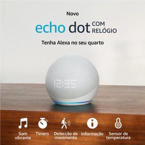 Alexa Echo Dot 5ª geração com Relógio Smart Speaker Branca