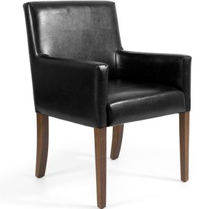 Kit 02 Poltronas Decorativas Sala de Estar Base de Madeira Liverpool PU Sintético Preto G15 - Gran Belo
