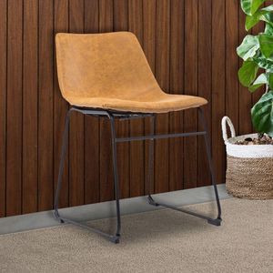 Cadeira Decorativa Sala de Estar Recepção Fixa Maia PU Sintético Caramelo G56 - Gran Belo