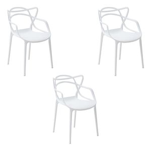 Kit 3 Cadeiras Decorativas Sala e Cozinha Feliti (PP) Branca G56 - Gran Belo