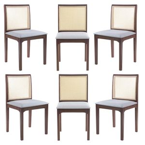 Kit 6 Cadeira Decorativa Sala de Jantar Steve Amêndoa G55 - Gran Belo