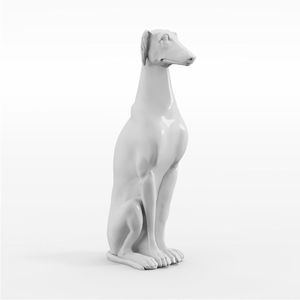 Escultura Decorativa Galgo em Resina Maciça Branco G07 - Gran Belo