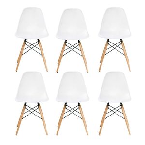 KIT 6 Cadeira Decorativa para Sala e Cozinha Garabit Branco G04 - Gran Belo