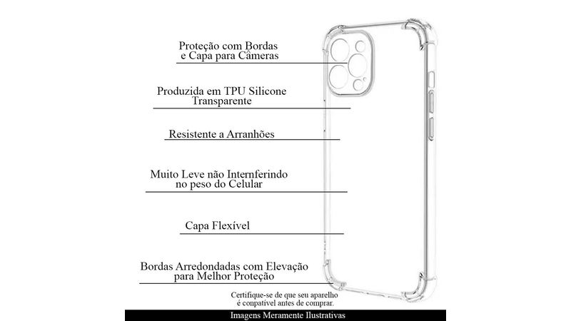 Capa Capinha Case Anti Impacto Translucida iPhone 13 Pro Max em