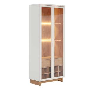 Cristaleira Decorativa com Led Tenerife Off White/Freijó G73 - Gran Belo