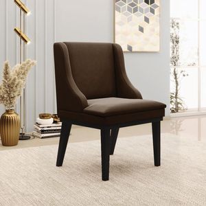 Kit 5 Cadeiras Decorativas Sala de Jantar Base Fixa de Madeira Firenze Suede Marrom/Preto G19 - Gran Belo
