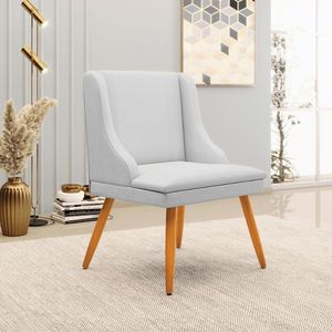 Kit 5 Cadeiras Decorativas Sala de Jantar Pés Palito de Madeira Firenze Linho Cinza/Natural G19 - Gran Belo