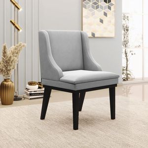 Kit 4 Cadeiras Decorativas Sala de Jantar Base Fixa de Madeira Firenze Suede Cinza/Preto G19 - Gran Belo