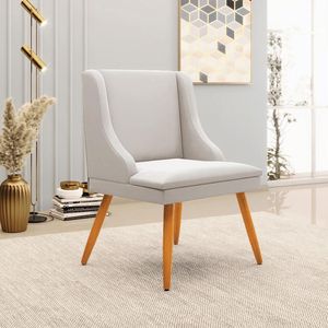 Kit 6 Cadeiras Decorativas Sala de Jantar Pés Palito de Madeira Firenze Veludo Cinza/Natural G19 - Gran Belo
