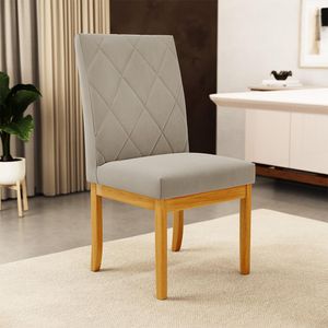 Kit 6 Cadeiras de Sala de Jantar Estofadas Gomes Madeira Maciça Suede Bege G78 - Gran Belo