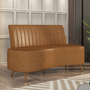 Sofá Living Decorativo 2 Lugares 1,35M Katara Caramelo Corino G33 - Gran Belo