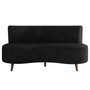 Sofá Living 2 Lugares 135cm Aang Pés Palito Veludo Preto G33 - Gran Belo