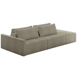 Sofá Ilha Modulado Milos 252cm Puff Lateral Bouclê Bege Escuro G33 - Gran Belo