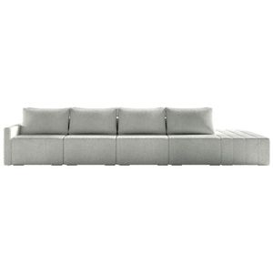 Sofá Ilha Modulado Milos 392cm Puff Lateral Bouclê Cinza G33 - Gran Belo