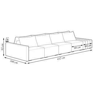 Sofá Ilha Modulado Milos 432cm Puff Lateral Bouclê Cinza G33 - Gran Belo