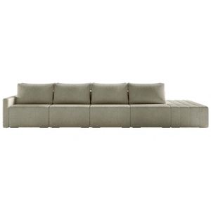 Sofá Ilha Modulado Milos 392cm Puff Lateral Bouclê Bege Escuro G33 - Gran Belo