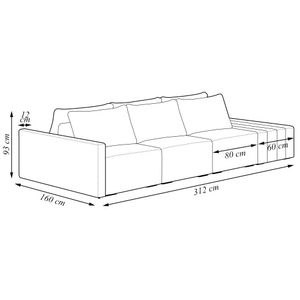 Sofá Ilha Modulado Milos 312cm Puff Lateral Bouclê Cinza G33 - Gran Belo