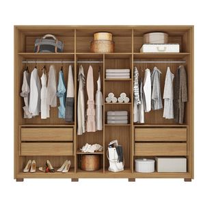 Guarda Roupa Casal 6 Portas de Bater 4 Gavetas Batroun MDF Buriti G11 - Gran Belo