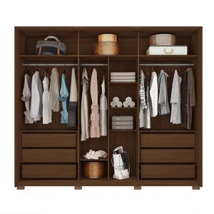 Guarda Roupa Casal 6 Portas de Bater 6 Gavetas Batroun MDF Havana G11 - Gran Belo