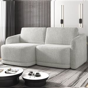 Sofá Cama Modulado Retrátil e Reclinável Decorativo Varsóvia 176cm Bouclê Cinza G33 - Gran Belo