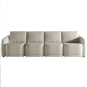 Sofá Cama Modulado Retrátil e Reclinável Decorativo Varsóvia 356cm Bouclê Bege Escuro G33 - Gran Belo