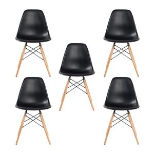 Kit 5 Cadeira Decorativa para Sala e Cozinha Garabit Preto G04 - Gran Belo