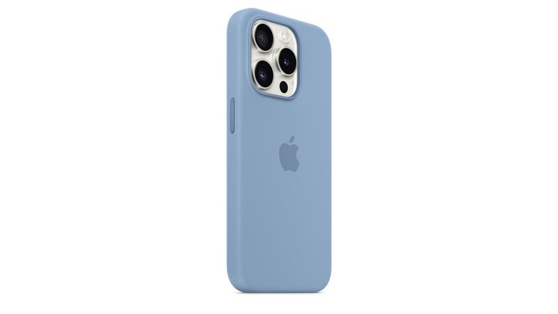 Capa de silicone com MagSafe para iPhone 15 Pro Max – Azul