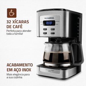Cafeteira Elétrica Mondial Dolce Arome Preto e Inox C4432XSDI