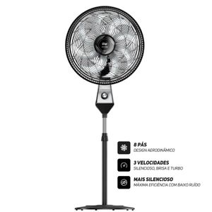 Ventilador de Coluna Silencioso 220V 180W 8 Pás 50cm Wap Flow Turbo